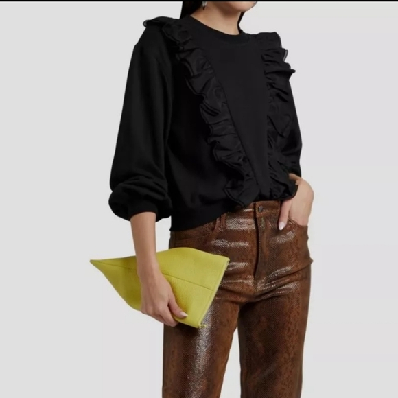 Alice + Olivia black ruffle Carrie shirt/sweater size S - Picture 4 of 4